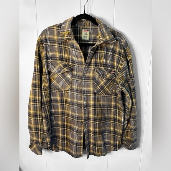 Dickies Men’s Large Gray Plaid Flannel Shirt Size Large - Picture 1 of 8